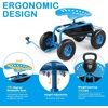 image:imageVINGLI Garden Cart with Rolling Seat Wheels Steering Handle amp Utility Tool Tray Planting Wagon Scooter Gardening Tool for Senior for Patio Backyard Lawn amp Outdoor BlueBlue