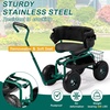 image:imageVINGLI Garden Cart with Soft Rolling Seat Wheels Adjustable Steering Handle amp Utility Tool Tray Planting Wagon Scooter Gardening Tool for Senior for Patio Backyard Lawn amp Outdoor GreenGreen