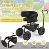 image:imageVINGLI Garden Cart with Soft Rolling Seat Wheels Adjustable Steering Handle amp Utility Tool Tray Planting Wagon Scooter Gardening Tool for Senior for Patio Backyard Lawn amp Outdoor GreenBlack