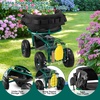 image:imageVINGLI Garden Cart with Soft Rolling Seat Wheels Adjustable Steering Handle amp Utility Tool Tray Planting Wagon Scooter Gardening Tool for Senior for Patio Backyard Lawn amp Outdoor GreenGreen