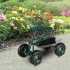 image:imageVINGLI Garden Cart with Swivel Seat and Wheels Gardening Workseat with Extendable Steer Handle Tool Tray and Basket Patio Wagon Scooter for Planting Rolling Garden Stool Cart