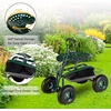 image:imageVINGLI Garden Cart with Swivel Seat and Wheels Gardening Workseat with Extendable Steer Handle Tool Tray and Basket Patio Wagon Scooter for Planting Rolling Garden Stool Cart