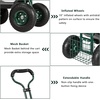 image:imageVINGLI Garden Cart with Swivel Seat and Wheels Gardening Workseat with Extendable Steer Handle Tool Tray and Basket Patio Wagon Scooter for Planting Rolling Garden Stool Cart