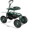 image:imageVINGLI Garden Cart with Swivel Seat and Wheels Gardening Workseat with Extendable Steer Handle Tool Tray and Basket Patio Wagon Scooter for Planting Rolling Garden Stool Cart