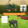 image:imageVINGLI Heavy Duty 800 LBS Mesh Steel Garden Cart Detachable Utility Wheelbarrow Yard and Garden Wagon Cart with Removable Sides and 10 Inch Wheels GreenGreen  Garden Cart