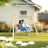 image:imageVINGLI Heavy Duty 880 LBS Wooden Patio Porch Swing with AFrame Stand Hanging Swing Bench Chair with Frame for Outside Yard Garden NaturalNatural