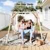image:imageVINGLI Heavy Duty 880 LBS Wooden Patio Porch Swing with AFrame Stand Hanging Swing Bench Chair with Frame for Outside Yard Garden NaturalNatural