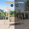 image:imageVINGLI Heavy Duty 880 LBS Wooden Patio Porch Swing with AFrame Stand Hanging Swing Bench Chair with Frame for Outside Yard Garden NaturalNatural