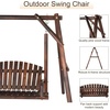 image:imageVINGLI Heavy Duty 880 LBS Wooden Patio Porch Swing with AFrame Stand Hanging Swing Bench Chair with Frame for Outside Yard Garden NaturalRustic Sequoia Dusk