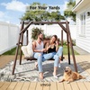 image:imageVINGLI Heavy Duty 880 LBS Wooden Patio Porch Swing with AFrame Stand Hanging Swing Bench Chair with Frame for Outside Yard Garden NaturalRustic Sequoia Dusk