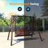 image:imageVINGLI Heavy Duty 880 LBS Wooden Patio Porch Swing with AFrame Stand Hanging Swing Bench Chair with Frame for Outside Yard Garden NaturalRustic Sequoia Dusk