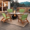 image:imageVINGLI Outdoor Armchair Wooden Adirondack Chair AllWeather Wooden Patio Chair with Waterproof PE Woven Fabric Porch Chair for Garden Lawn and Poolside 1 Green and BrownGreen and Brown
