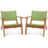 image:imageVINGLI Outdoor Armchair Wooden Adirondack Chair AllWeather Wooden Patio Chair with Waterproof PE Woven Fabric Porch Chair for Garden Lawn and Poolside 1 Green and BrownGreen and Brown