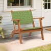 image:imageVINGLI Outdoor Armchair Wooden Adirondack Chair AllWeather Wooden Patio Chair with Waterproof PE Woven Fabric Porch Chair for Garden Lawn and Poolside 1 Green and BrownGreen and Brown