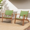 image:imageVINGLI Outdoor Armchair Wooden Adirondack Chair AllWeather Wooden Patio Chair with Waterproof PE Woven Fabric Porch Chair for Garden Lawn and Poolside 1 Green and BrownGreen and Brown