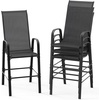 image:imageVINGLI Outdoor Bar Chairs Set of 8  Stackable Outdoor Bar Stools with Sturdy Sling High Back and Armrests for Lawn Courtyard Garden Bar YellowBlack