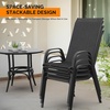 image:imageVINGLI Outdoor Bar Chairs Set of 8  Stackable Outdoor Bar Stools with Sturdy Sling High Back and Armrests for Lawn Courtyard Garden Bar YellowBlack