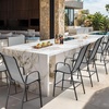 image:imageVINGLI Outdoor Bar Chairs Set of 8  Stackable Outdoor Bar Stools with Sturdy Sling High Back and Armrests for Lawn Courtyard Garden Bar YellowSilver Gray