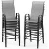 image:imageVINGLI Outdoor Bar Chairs Set of 8  Stackable Outdoor Bar Stools with Sturdy Sling High Back and Armrests for Lawn Courtyard Garden Bar YellowSilver Gray