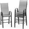 image:imageVINGLI Outdoor Bar Chairs Set of 8  Stackable Outdoor Bar Stools with Sturdy Sling High Back and Armrests for Lawn Courtyard Garden Bar YellowSilver Gray