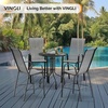 image:imageVINGLI Outdoor Bar Chairs Set of 8  Stackable Outdoor Bar Stools with Sturdy Sling High Back and Armrests for Lawn Courtyard Garden Bar YellowSilver Gray