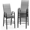 image:imageVINGLI Outdoor Bar Chairs Set of 8  Stackable Outdoor Bar Stools with Sturdy Sling High Back and Armrests for Lawn Courtyard Garden Bar YellowSilver Gray