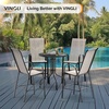 image:imageVINGLI Outdoor Bar Chairs Set of 8  Stackable Outdoor Bar Stools with Sturdy Sling High Back and Armrests for Lawn Courtyard Garden Bar YellowYellow