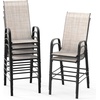 image:imageVINGLI Outdoor Bar Chairs Set of 8  Stackable Outdoor Bar Stools with Sturdy Sling High Back and Armrests for Lawn Courtyard Garden Bar YellowYellow