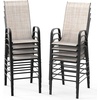 image:imageVINGLI Outdoor Bar Chairs Set of 8  Stackable Outdoor Bar Stools with Sturdy Sling High Back and Armrests for Lawn Courtyard Garden Bar YellowYellow
