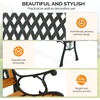 image:imageVINGLI Outdoor Bench Weather Resistant Cast Iron FrameTeak Wood Seat wPVC Backrest 3Person 470lbs Capacity Garden Bench for Park Porch Entryway Patio RoseGrid
