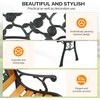 image:imageVINGLI Outdoor Bench Weather Resistant Cast Iron FrameTeak Wood Seat wPVC Backrest 3Person 470lbs Capacity Garden Bench for Park Porch Entryway Patio RoseRose