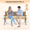 image:imageVINGLI Outdoor Bench Weather Resistant Cast Iron FrameTeak Wood Seat wPVC Backrest 3Person 470lbs Capacity Garden Bench for Park Porch Entryway Patio RoseGrid
