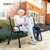 image:imageVINGLI Outdoor Bench Weather Resistant Cast Iron FrameTeak Wood Seat wPVC Backrest 3Person 470lbs Capacity Garden Bench for Park Porch Entryway Patio RoseRose