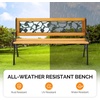 image:imageVINGLI Outdoor Bench Weather Resistant Cast Iron FrameTeak Wood Seat wPVC Backrest 3Person 470lbs Capacity Garden Bench for Park Porch Entryway Patio RoseRose