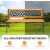 image:imageVINGLI Outdoor Bench Weather Resistant Cast Iron FrameTeak Wood Seat wPVC Backrest 3Person 470lbs Capacity Garden Bench for Park Porch Entryway Patio RoseGrid