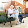 image:imageVINGLI Outdoor Bench Weather Resistant Cast Iron FrameTeak Wood Seat wPVC Backrest 3Person 470lbs Capacity Garden Bench for Park Porch Entryway Patio RoseGrid