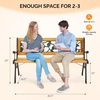 image:imageVINGLI Outdoor Bench Weather Resistant Cast Iron FrameTeak Wood Seat wPVC Backrest 3Person 470lbs Capacity Garden Bench for Park Porch Entryway Patio RoseRose