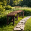 image:imageVINGLI Outdoor Bench Wooden Curved Bench AllWeather Fire Pit Backless Patio Bench 2Person Seating Rustic Garden Bench for Backyard Porch Deck Entryway CarbonizedCarbonized