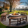 image:imageVINGLI Outdoor Bench Wooden Curved Bench AllWeather Fire Pit Backless Patio Bench 2Person Seating Rustic Garden Bench for Backyard Porch Deck Entryway CarbonizedCarbonized