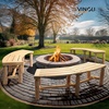 image:imageVINGLI Outdoor Bench Wooden Curved Bench AllWeather Fire Pit Backless Patio Bench 2Person Seating Rustic Garden Bench for Backyard Porch Deck Entryway CarbonizedNatural