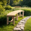 image:imageVINGLI Outdoor Bench Wooden Curved Bench AllWeather Fire Pit Backless Patio Bench 2Person Seating Rustic Garden Bench for Backyard Porch Deck Entryway CarbonizedNatural