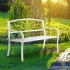 image:imageVINGLI Outdoor Bench for Patio Metal Garden Bench wPVC Back Pattern Black Park Benches Front Porch Benches for Yard Lawn Decor Deck Entryway YellowampBlackWhitegreen
