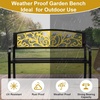 image:imageVINGLI Outdoor Bench for Patio Metal Garden Bench wPVC Back Pattern Black Park Benches Front Porch Benches for Yard Lawn Decor Deck Entryway YellowampBlackYellowblack