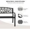 image:imageVINGLI Outdoor Bench for Patio Metal Garden Bench wPVC Back Pattern Black Park Benches Front Porch Benches for Yard Lawn Decor Deck Entryway YellowampBlackBlackwelcome