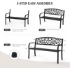 image:imageVINGLI Outdoor Bench for Patio Metal Garden Bench wPVC Back Pattern Black Park Benches Front Porch Benches for Yard Lawn Decor Deck Entryway YellowampBlackBlackwelcome