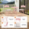 image:imageVINGLI Outdoor Folding Bistro Table and Chairs Set of 2 3Piece Bistro Set with Olive Leaf Cutout Design and Comfortable Cushions for Patio Balcony Garden Porch Yard Mint GreenPink