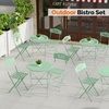 image:imageVINGLI Outdoor Folding Bistro Table and Chairs Set of 2 3Piece Bistro Set with Olive Leaf Cutout Design and Comfortable Cushions for Patio Balcony Garden Porch Yard Mint GreenGreen