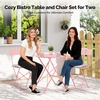 image:imageVINGLI Outdoor Folding Bistro Table and Chairs Set of 2 3Piece Bistro Set with Olive Leaf Cutout Design and Comfortable Cushions for Patio Balcony Garden Porch Yard Mint GreenPink