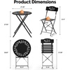image:imageVINGLI Outdoor Folding Bistro Table and Chairs Set of 2 3Piece Bistro Set with Olive Leaf Cutout Design and Comfortable Cushions for Patio Balcony Garden Porch Yard Mint GreenBlack