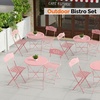 image:imageVINGLI Outdoor Folding Bistro Table and Chairs Set of 2 3Piece Bistro Set with Olive Leaf Cutout Design and Comfortable Cushions for Patio Balcony Garden Porch Yard Mint GreenPink